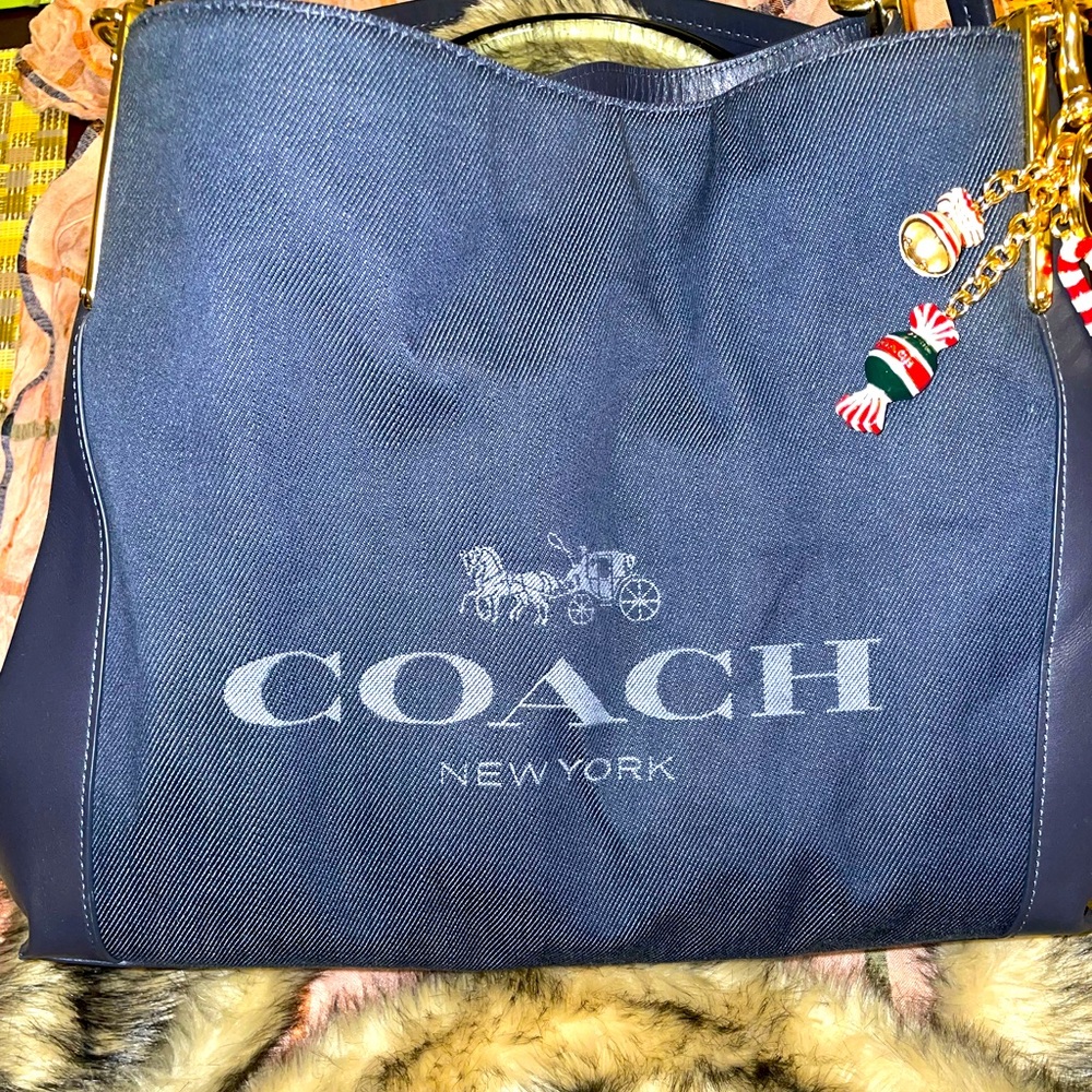 AUTHENTIC DENIM & LEATHER COACH BAG